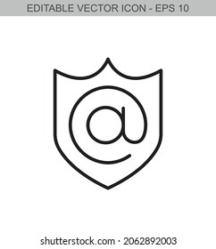 Secured e-mail. Editable stroke line icon. Vector illustration.