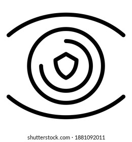 Secured eye icon. Outline secured eye vector icon for web design isolated on white background