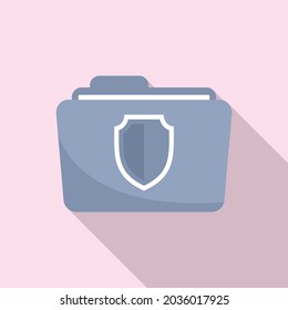 Secured folder icon flat vector. Data information. Safe network