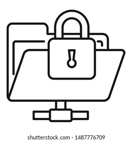 Secured folder icon. Outline secured folder vector icon for web design isolated on white background