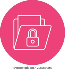 Imagen vectorial de icono de círculo de línea de carpeta segura. También se puede usar para aplicaciones web, aplicaciones móviles y medios impresos.