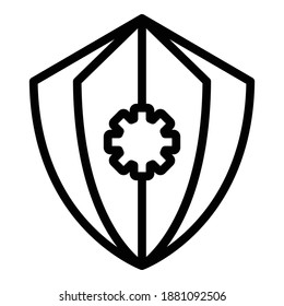 Secured gear control icon. Outline secured gear control vector icon for web design isolated on white background