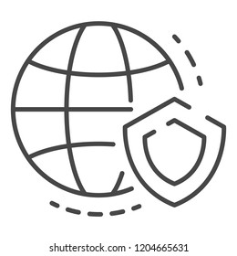 Secured global data icon. Outline secured global data vector icon for web design isolated on white background