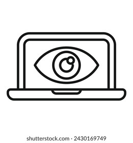 Secured guard eye laptop icon outline vector. Stop theft. Prevent robbery