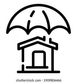Secured house icon. Outline secured house vector icon for web design isolated on white background