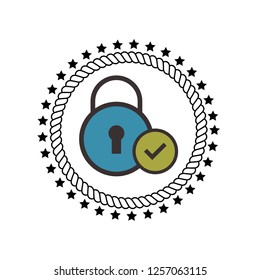 secured icon,emblem, label, badge,sticker, logo. Designed for your web site design, logo, app, UI. lock and check icon.