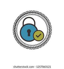 secured icon,emblem, label, badge,sticker, logo. Designed for your web site design, logo, app, UI. lock and check icon.