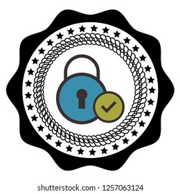 secured icon,emblem, label, badge,sticker, logo. Designed for your web site design, logo, app, UI. lock and check icon.