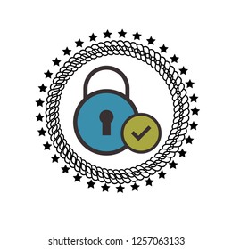 secured icon,emblem, label, badge,sticker, logo. Designed for your web site design, logo, app, UI. lock and check icon.