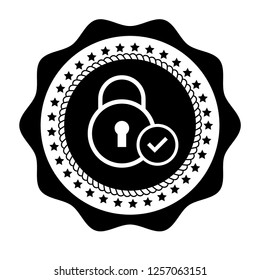 secured icon,emblem, label, badge,sticker, logo. Designed for your web site design, logo, app, UI. lock and check icon.