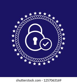 secured icon,emblem, label, badge,sticker, logo. Designed for your web site design, logo, app, UI. lock and check icon.
