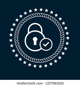 secured icon,emblem, label, badge,sticker, logo. Designed for your web site design, logo, app, UI. lock and check icon.