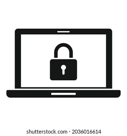 Secured laptop icon simple vector. Computer data. Secure information
