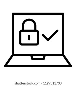 Secured laptop showing lock and tick symbol 