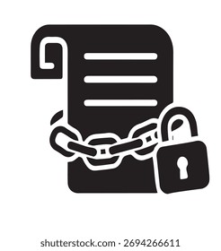 Secured Legal Document Scroll with Chain and Lock Icon