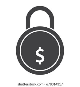 Secured loan concept with golden lock and dollar sign