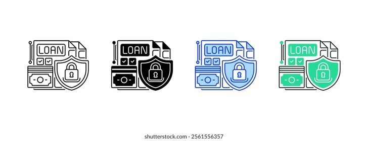 Secured Loan Line Icon. linear style sign for mobile concept and web design. Outline vector icon.