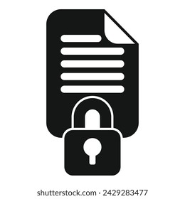 Secured locked document icon simple vector. Illegal protection. Alarm crime