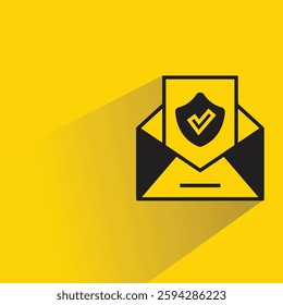 secured mail icon with drop shadow on yellow background