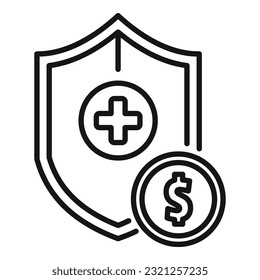 vector de contorno de icono de dinero seguro. Dinero comercial. Finanzas de seguridad