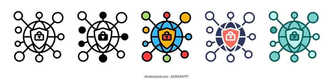Secured Network Icon Multiple Vector Illustration
