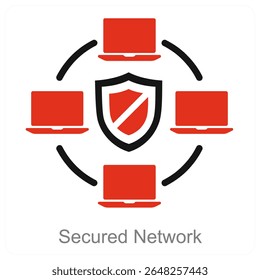 Secured Network vector icon concept design