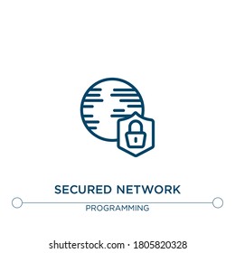 secured network vector line icon. Simple element illustration. secured network outline icon from programming concept. Can be used for web and mobile
