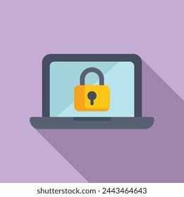 Secured online laptop icon flat vector. Message internet. Laptop process