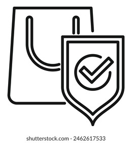 Secured order bag icon outline vector. Shop purchase. Business web verify