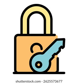 Secured padlock remote control icon. Outline secured padlock remote control vector icon color flat isolated