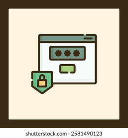 Secured Password Login Icon: Webpage Access Protection
