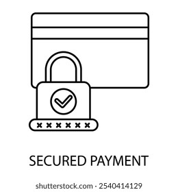 icono de línea de concepto de pago seguro. Ilustración de elemento simple. diseño de símbolo de esquema de concepto de pago seguro.