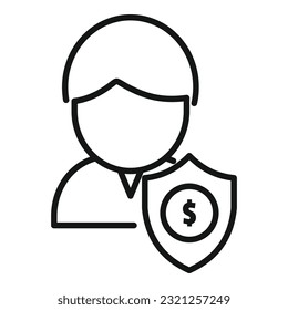Vektorgrafik des gesicherten Personensymbols. Geschäftsrisiko. Geldfinanzierung