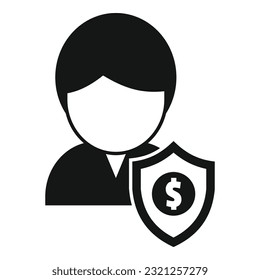 Icono de persona segura vector simple. Riesgo comercial. Financiación monetaria