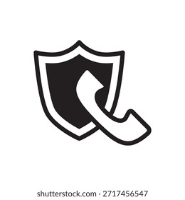 Gesicherter Anruf mit Schutzschild-Solid-Symbol.