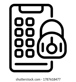 Secured phone personal files icon. Outline secured phone personal files vector icon for web design isolated on white background