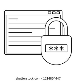 Secured program icon. Outline illustration of secured program vector icon for web design isolated on white background