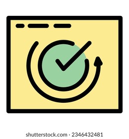 Secured refresh icon outline vector. Safety password. Antivirus data color flat