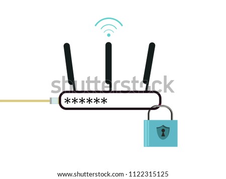 Secured Router concept. Editable Clip Art.