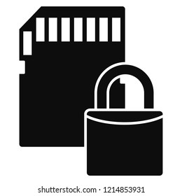 Secured sd card icon. Simple illustration of secured sd card vector icon for web design isolated on white background