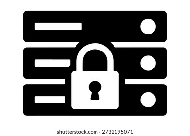 Gráfico de servidor seguro con un candado digital, que simboliza la protección de datos y la seguridad en la red