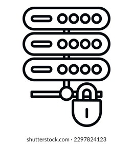 Secured server icon outline vector. Cipher data. Lock code
