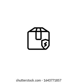 Secured Shield Box Package. Shipping Delivery Icon Set. Editable Unique and Minimalist Vector.