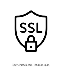 Secured shield with SSL padlock icon illustration element