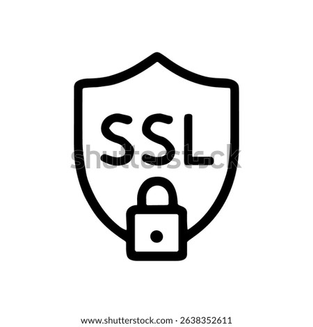 Secured shield with SSL padlock icon illustration element