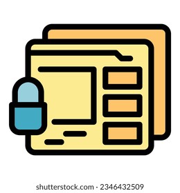 Secured site icon outline vector. Data secure. Privacy control color flat
