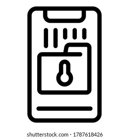 Icono de carpeta de smartphone seguro. Esquema icono de vector de carpeta de smartphone seguro para diseño web aislado en fondo blanco
