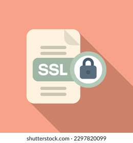 Secured SSL certificate icon flat vector. Web data. Online protection
