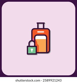 Secured Travel Luggage Icon Design Graphic