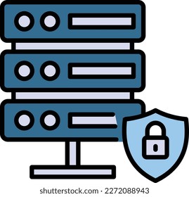 Secured VPS Rack Vector Icon Design, Cloud computing and Internet hosting services Symbol, Data Center Insurance Concept, Colocation Managed Machine Stock illustration